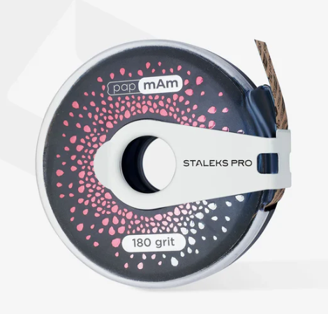 Disposable white abrasive tape papmAm EXPERT grit in a plastic case