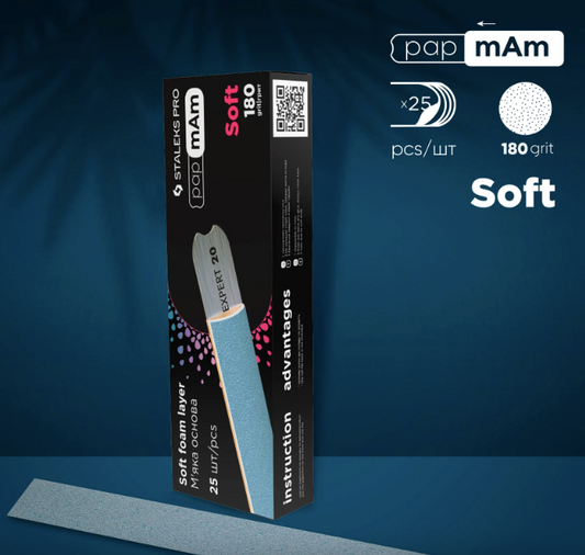 Disposable files papmAm for straight nail file (soft base) Staleks Pro Exclusive 20, 100 grit (25 pcs)