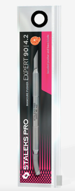 Manicure pusher EXPERT 90 TYPE 4.2 (beveled pusher and bent blade)