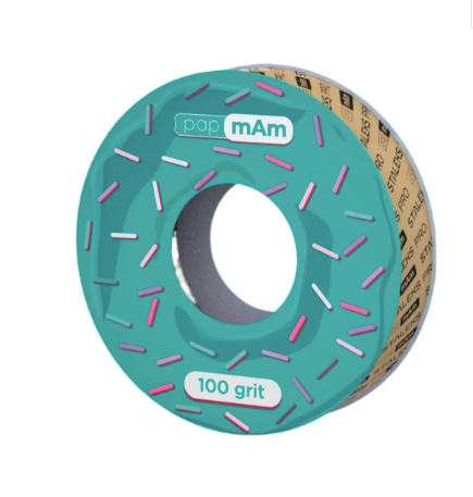 Disposable white abrasive tape papmAm EXPERT  grit in a plastic case